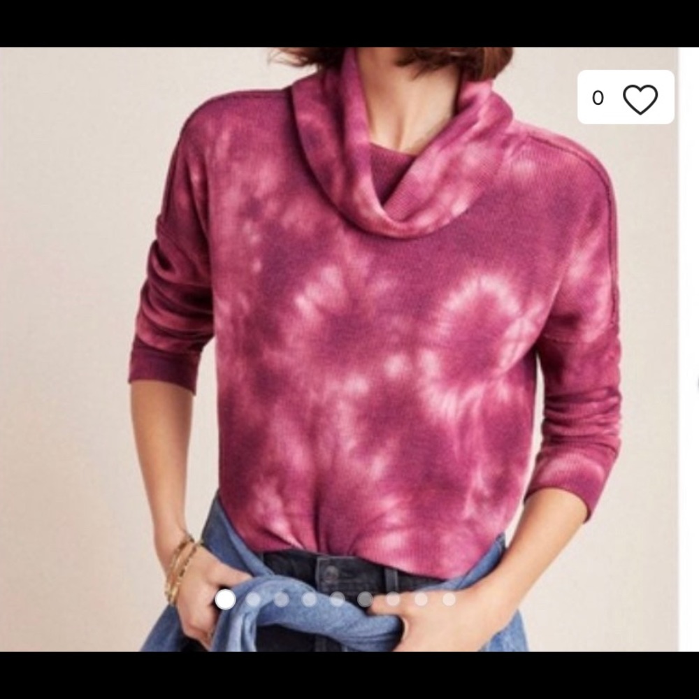 Anthro Maeve tie dye waffle cowlneck